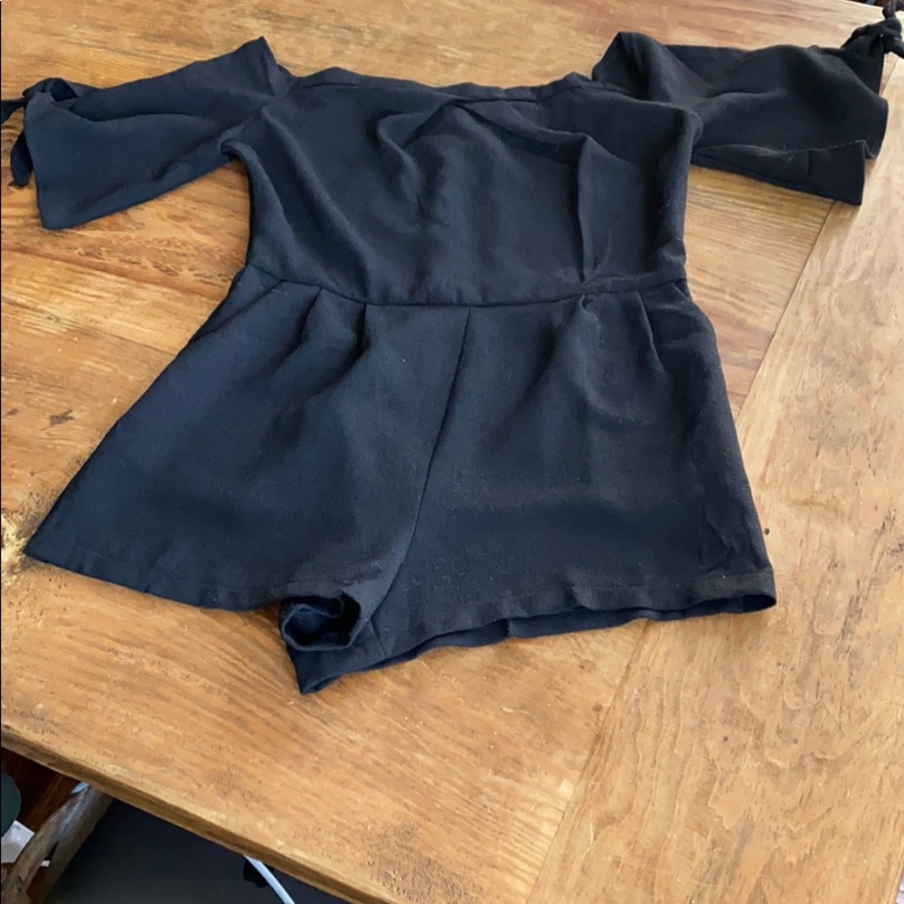 Off the shoulder black romper